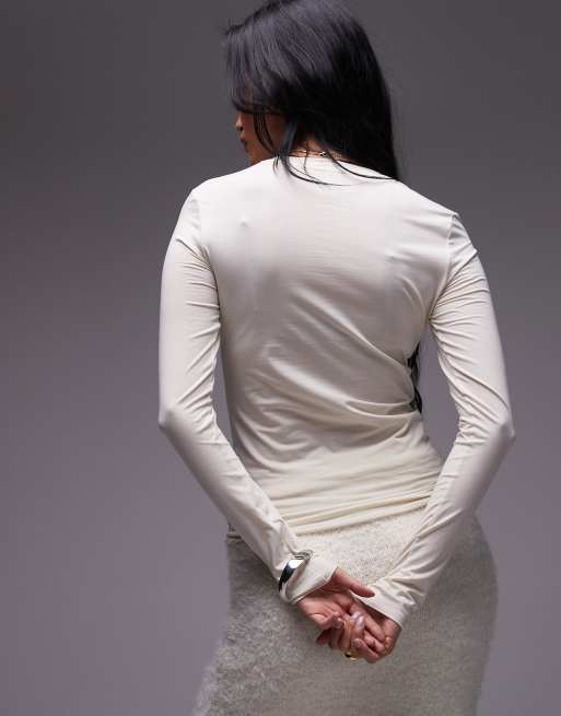 ARKET super stretch jersey close fit top with long sleeves in off