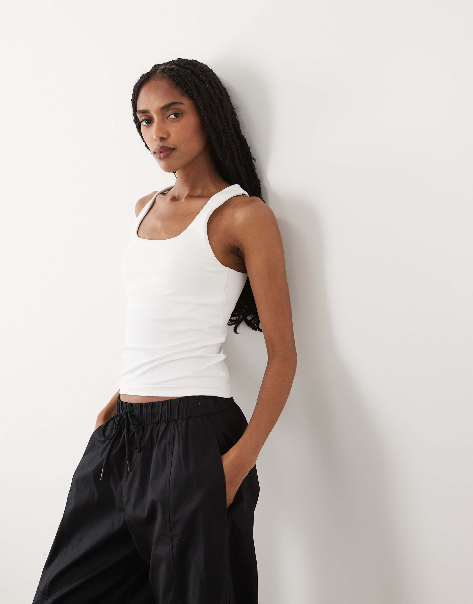 arket supersoft active tank top in white