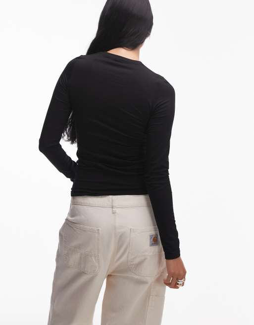 ARKET supersoft slim fit long sleeve top in black