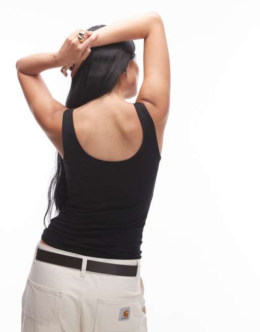 ARKET supersoft slim fit vest  in black, 4 of 4