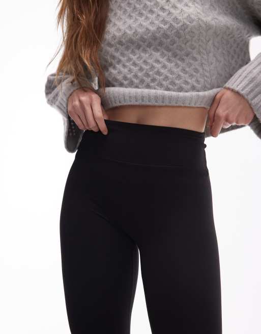 ARKET supersoft stretch leggings with deep waistband in black, 3 of 5