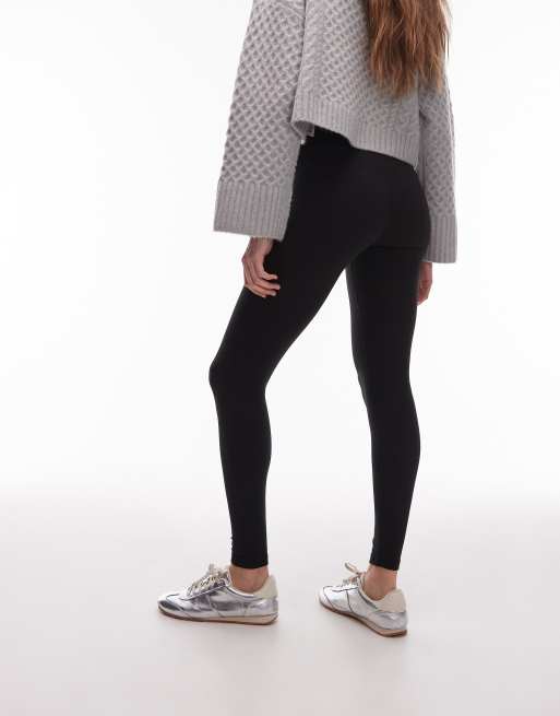 ARKET supersoft stretch leggings with deep waistband in black, 4 of 5