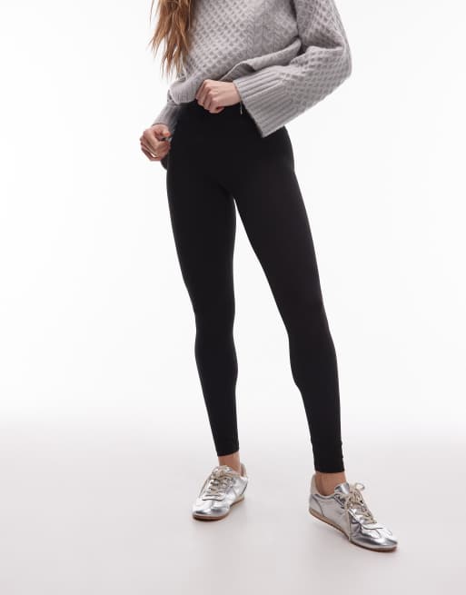 ARKET supersoft stretch leggings with deep waistband in black, 5 of 5