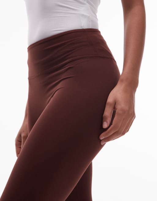 ARKET supersoft stretch leggings with deep waistband in brown, 4 of 5