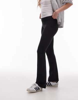 Arket Supersoft Stretch Skinny Flare Leggings With Deep Waistband In Black