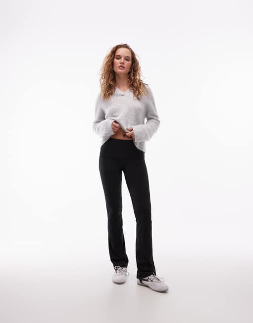 ARKET supersoft stretch skinny flare leggings with deep waistband in black, 2 of 5