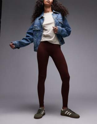 ARKET - Superweiche Stretch-Leggings in Braun mit tiefem Bund-Brown