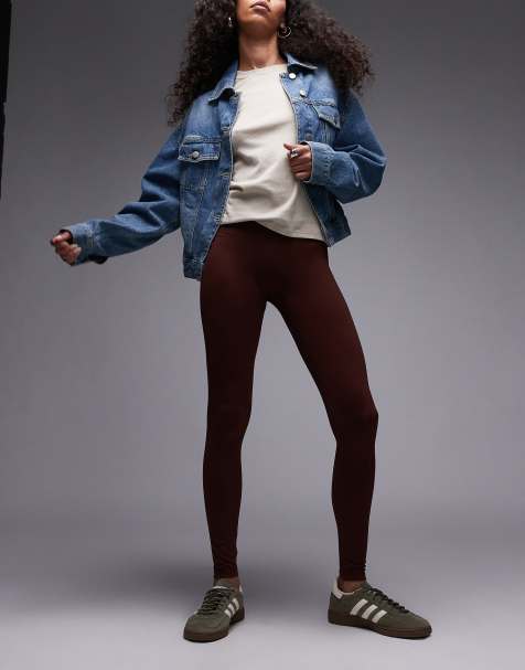 ARKET – Superweiche Stretch-Leggings in Braun mit tiefem Bund - view 1