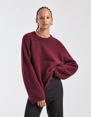 ARKET - Superweicher Relaxed Fit Pullover aus Alpakawolle und Wolle in Burgunderrot