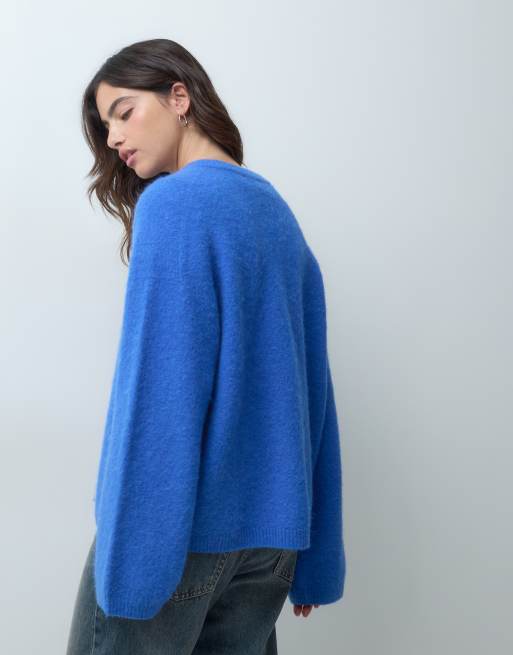 ARKET superzachte alpaca- en wollen ruimvallende trui in blauw, 4 van 5