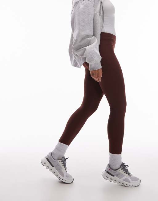 ARKET - Superzachte legging met stretch en brede tailleband in bruin, 2 van 5