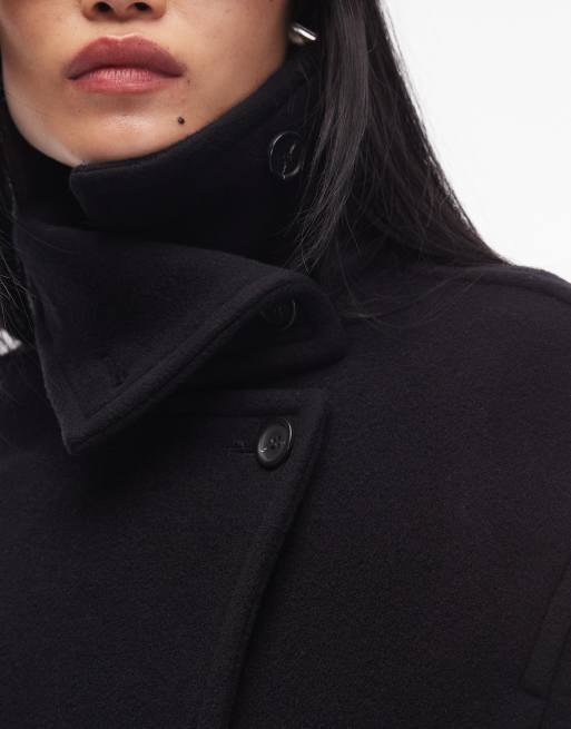 ARKET – Svart, lång trenchcoat i ylle med sidoslits och skärp, 3 av 4