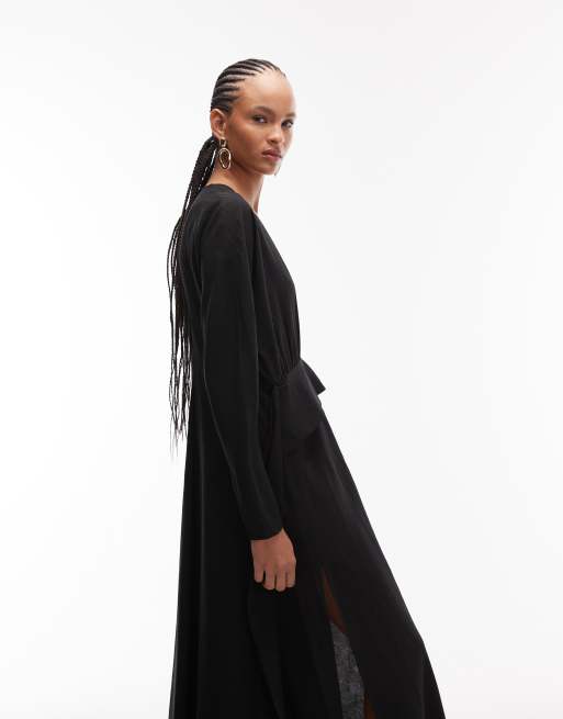 ARKET – Svart maxiklänning i peplum-modell med vida ärmar, 2 av 4