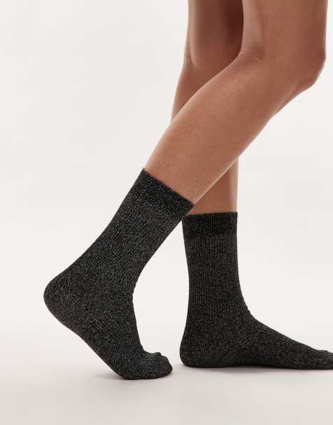 ARKET – Svarta, glittriga strumpor med stretch - view 1