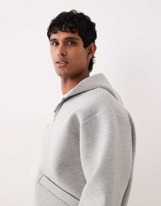 ARKET - Sweat à capuche zippé en pur coton - Gris en tissu façon néoprène, 4 de 5