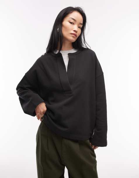 ARKET - Sweat à col V en coton pur - Noir - view 1