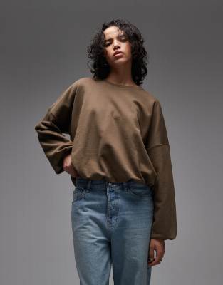 Sweat en coton - Beige foncé-Neutre XS