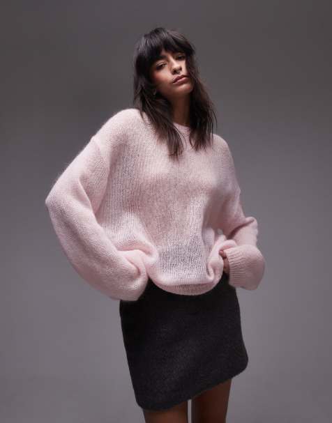 ARKET - Sweat transparent en laine et mohair - Rose clair - view 1