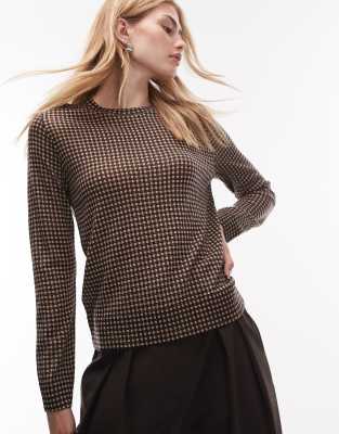 ARKET - Sweatshirt aus reiner Wolle mit Karomuster-Brown