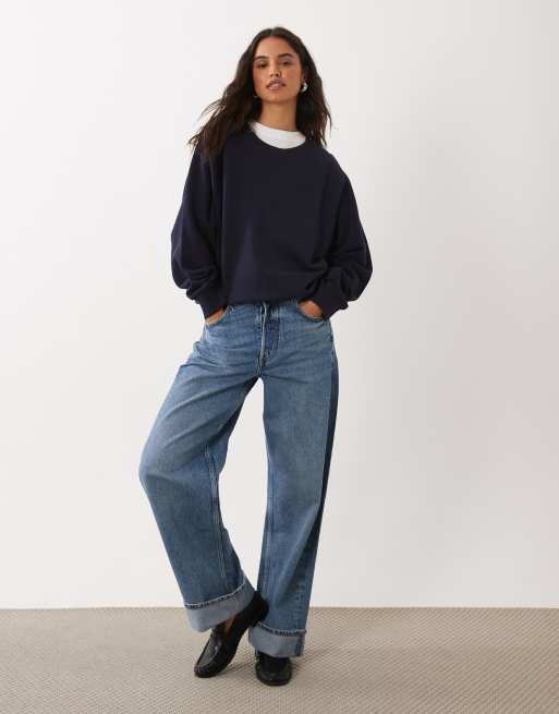 ARKET sweatshirt i frottébomull i navy, 2 av 4