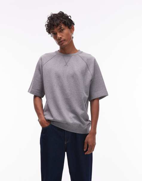 ARKET - Sweatshirt van jersey met korte raglanmouwen in gemêleerd grijs - view 1