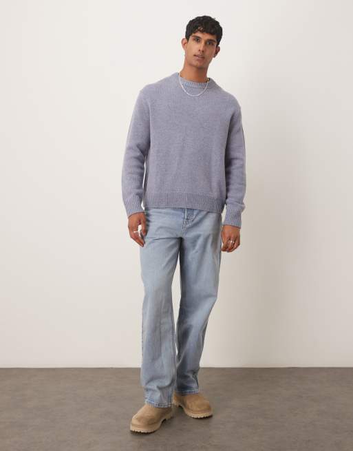 ARKET – Sweter oversize z mieszanki wełny w spranym niebieskim kolorze, 4 z 5