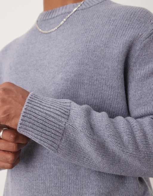 ARKET – Sweter oversize z mieszanki wełny w spranym niebieskim kolorze, 5 z 5