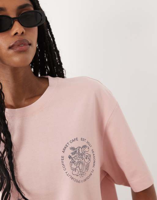 ARKET - T-shirt à manches courtes avec imprimé devant - Rose clair, 3 de 4
