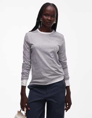 T-shirt à manches longues - Gris chiné XS
