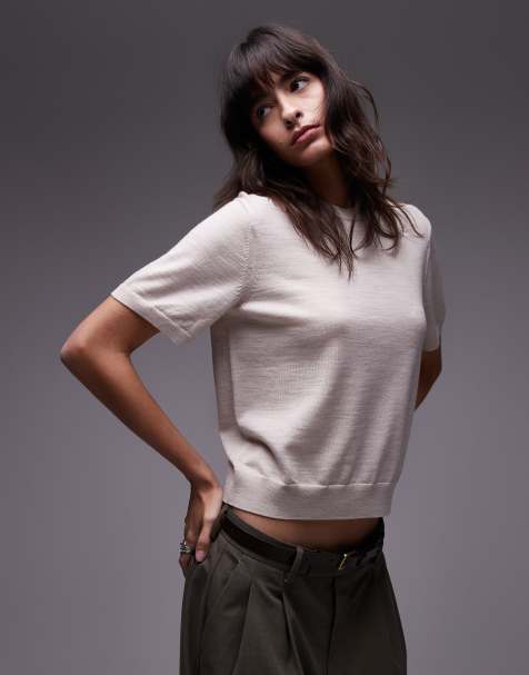 ARKET - T-shirt a maniche corte in lana merino beige chiaro - view 1