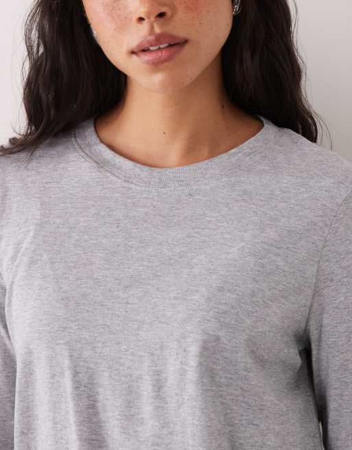 ARKET - T-shirt a maniche lunghe grigio mélange, 3 di 7