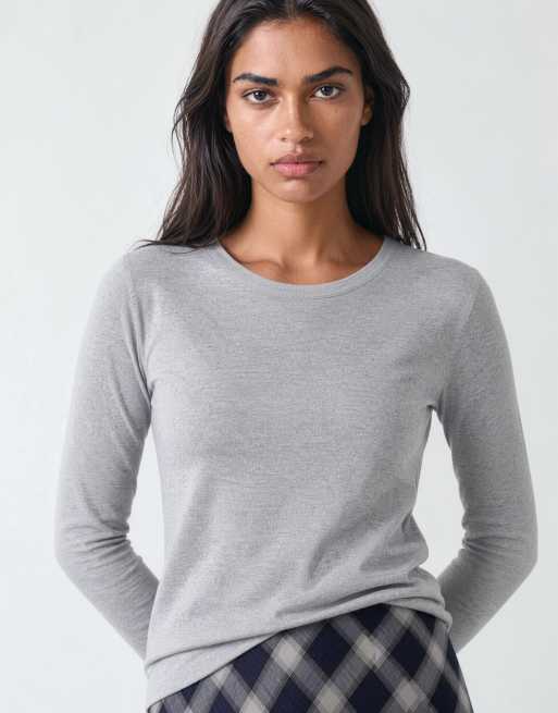 ARKET - T-shirt a maniche lunghe grigio mélange, 5 di 7