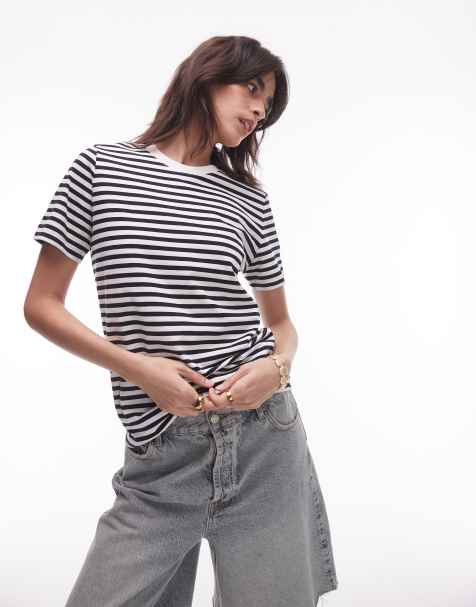 ARKET - T-shirt bianco sporco e blu navy a righe - view 1