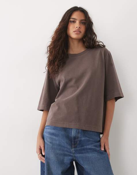ARKET t-shirt boxy épais marron - view 1