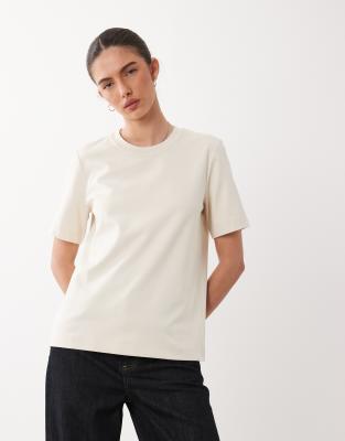 T-shirt en jersey épais - Blanc cassé-Neutral S