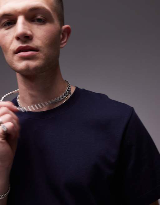 ARKET - T-shirt en jersey épais - Bleu marine, 3 de 4