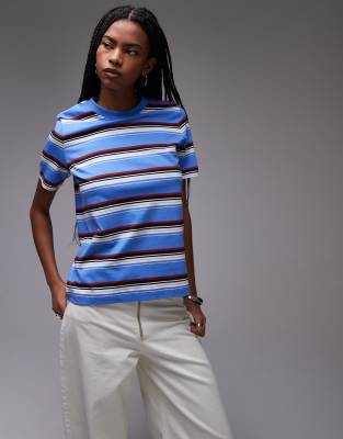 ARKET - T-Shirt in Blau mit Retro-Streifen-Bunt