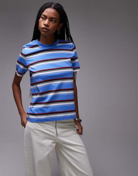 ARKET t-shirt in blue retro stripe - view 1