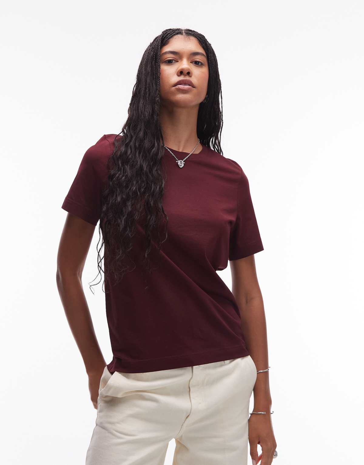 ARKET t-shirt in burgundy