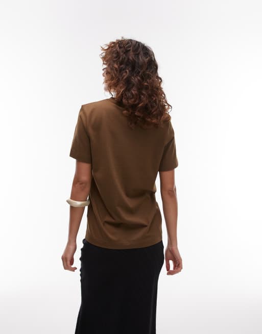 ARKET t-shirt in mocha brown