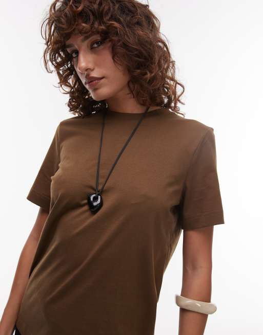ARKET t-shirt in mocha brown