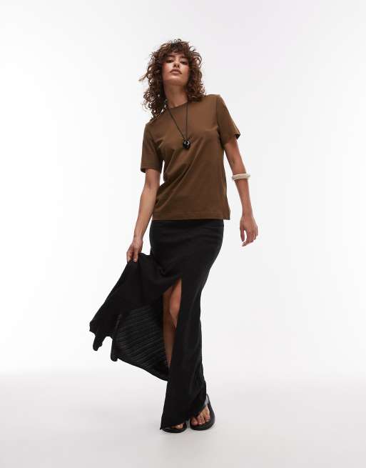 ARKET t-shirt in mocha brown
