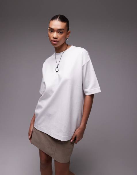 ARKET - T-shirt met interlock-naden, lange pasvorm en korte mouwen in wit - view 1