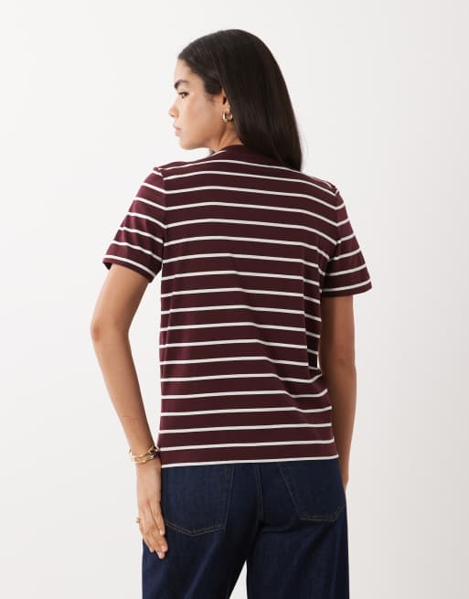 ARKET - T-shirt met korte mouwen en strepen in bordeauxrood, 2 van 4