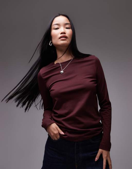 ARKET - T-shirt met lange mouwen in bordeauxrood