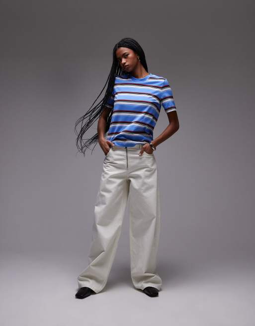 ARKET - T-shirt met retro strepen in blauw, 2 van 4