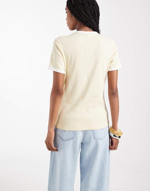 ARKET - T-shirt nervuré ajusté à bords contrastants - Jaune beurre, 2 de 7
