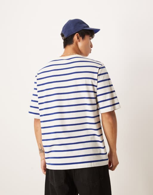 ARKET - T-shirt oversize à rayures en jersey léger - Bleu et blanc, 3 de 4