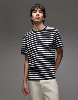 ARKET - T-shirt oversize à rayures en tissu épais - Bleu et blanc-Multicolore