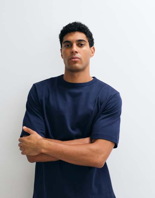 ARKET t-shirt oversize en jersey épais bleu marine, 2 de 5